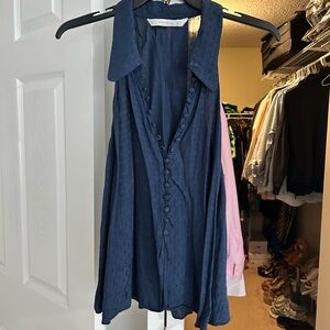 Zara Dark Blue Textured Blouse